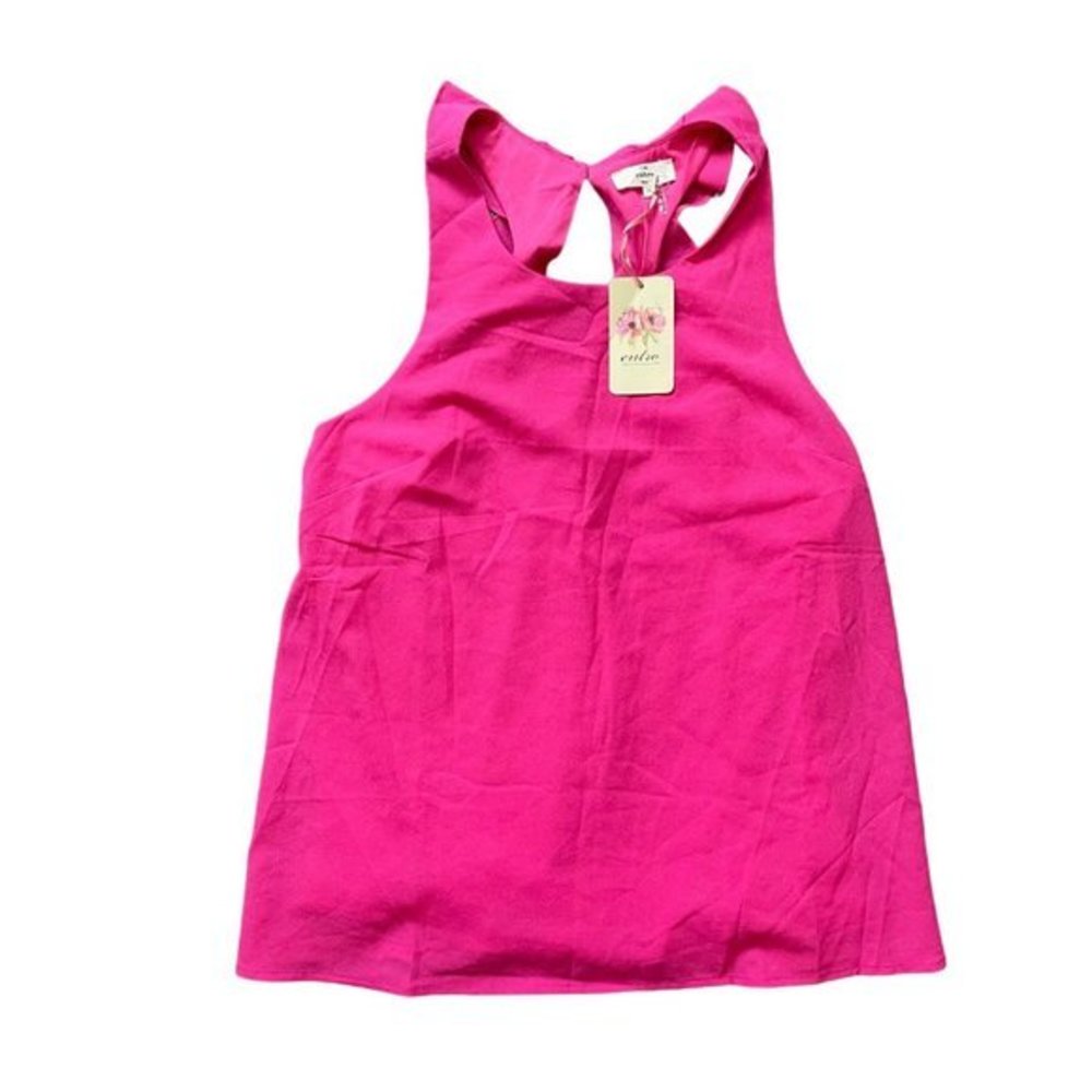Entro Women's‎ Pink Racerback, Lined, Ruffle Sleeveless Blouse Size Medium NWT
